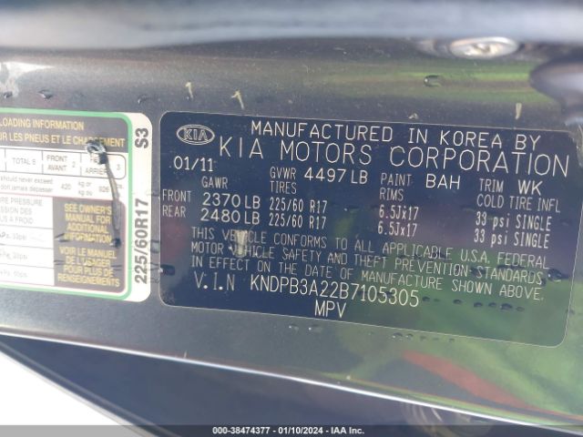 Photo 8 VIN: KNDPB3A22B7105305 - KIA SPORTAGE 