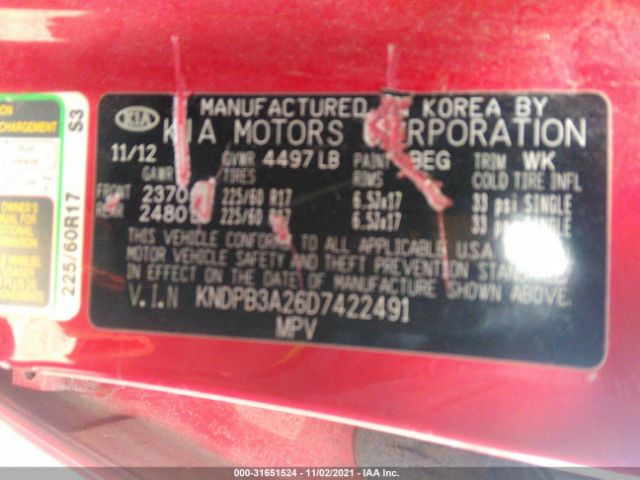 Photo 8 VIN: KNDPB3A26D7422491 - KIA SPORTAGE 