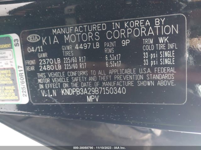 Photo 8 VIN: KNDPB3A29B7150340 - KIA SPORTAGE 