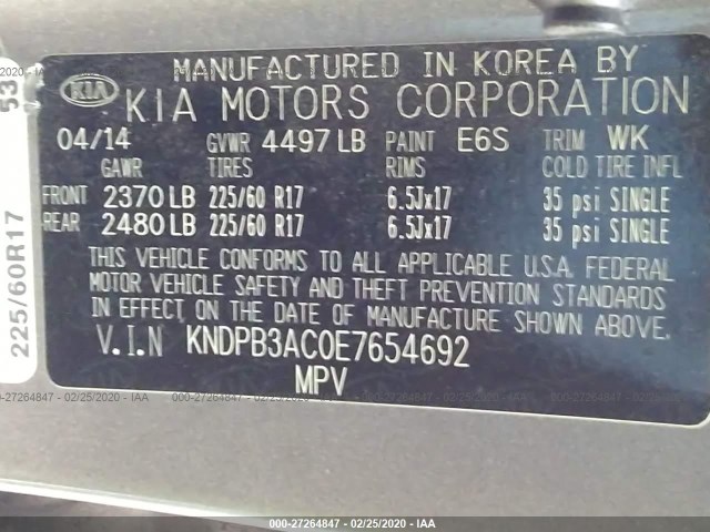 Photo 8 VIN: KNDPB3AC0E7654692 - KIA SPORTAGE 