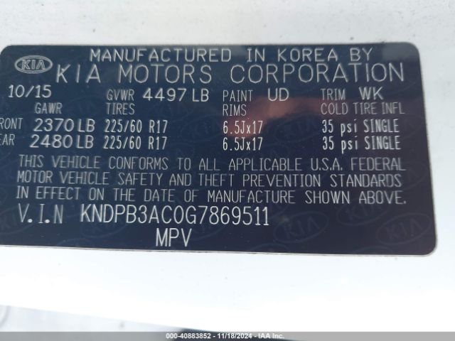 Photo 8 VIN: KNDPB3AC0G7869511 - KIA SPORTAGE 