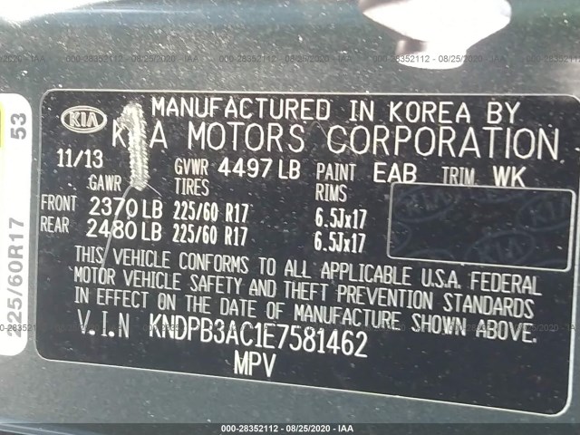 Photo 8 VIN: KNDPB3AC1E7581462 - KIA SPORTAGE 