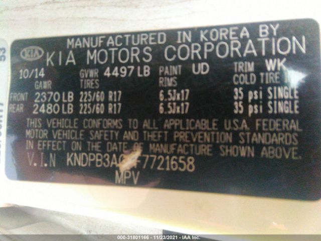 Photo 8 VIN: KNDPB3AC5F7721658 - KIA SPORTAGE 