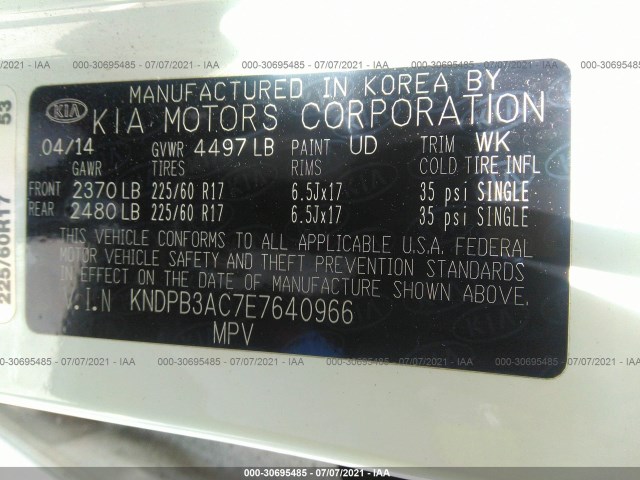 Photo 8 VIN: KNDPB3AC7E7640966 - KIA SPORTAGE 