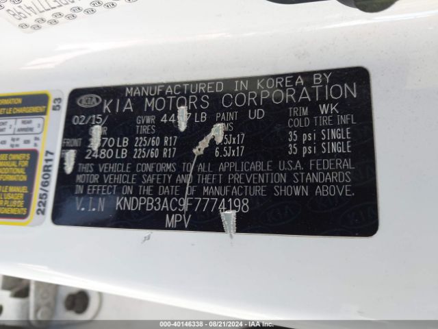 Photo 8 VIN: KNDPB3AC9F7774198 - KIA SPORTAGE 