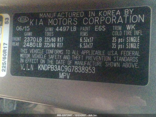 Photo 8 VIN: KNDPB3AC9G7838953 - KIA SPORTAGE 