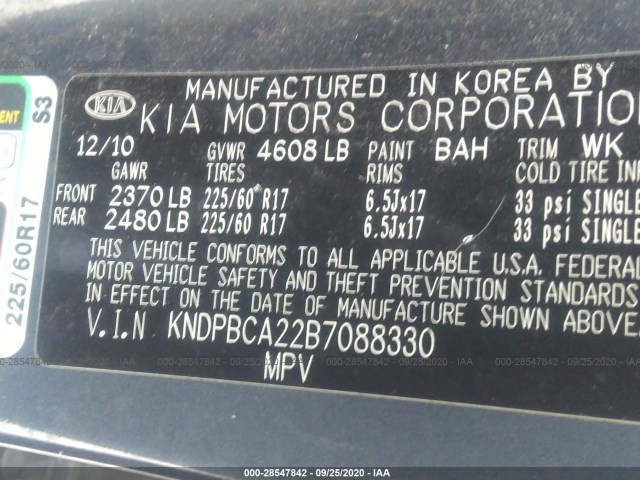 Photo 8 VIN: KNDPBCA22B7088330 - KIA SPORTAGE 