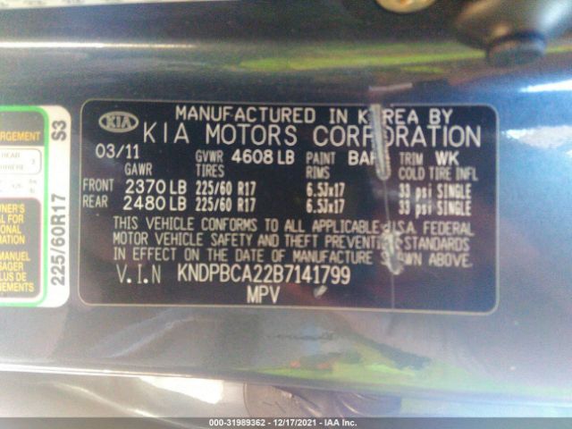 Photo 8 VIN: KNDPBCA22B7141799 - KIA SPORTAGE 