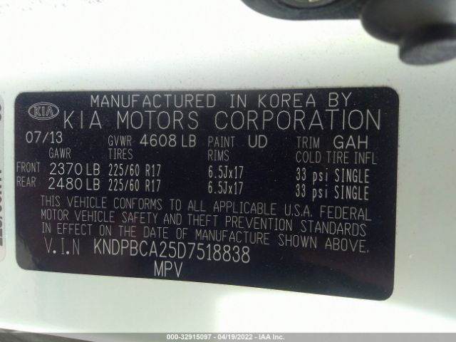 Photo 8 VIN: KNDPBCA25D7518838 - KIA SPORTAGE 