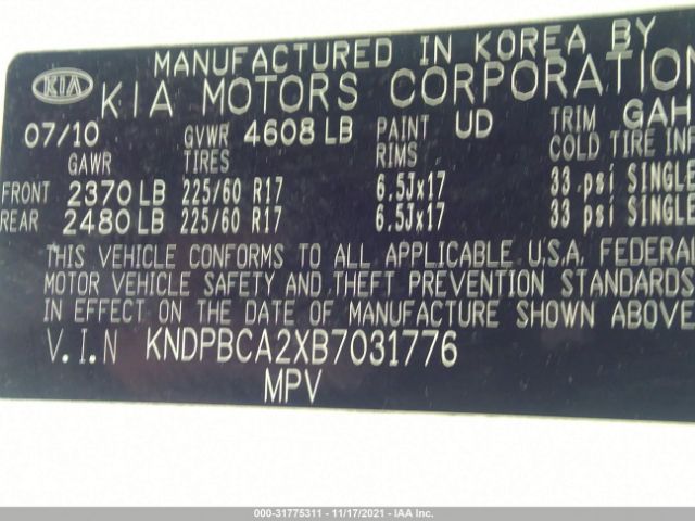 Photo 8 VIN: KNDPBCA2XB7031776 - KIA SPORTAGE 