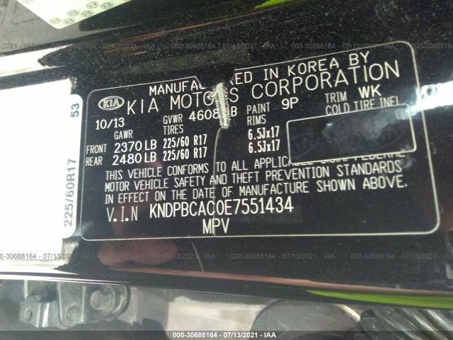 Photo 8 VIN: KNDPBCAC0E7551434 - KIA SPORTAGE 