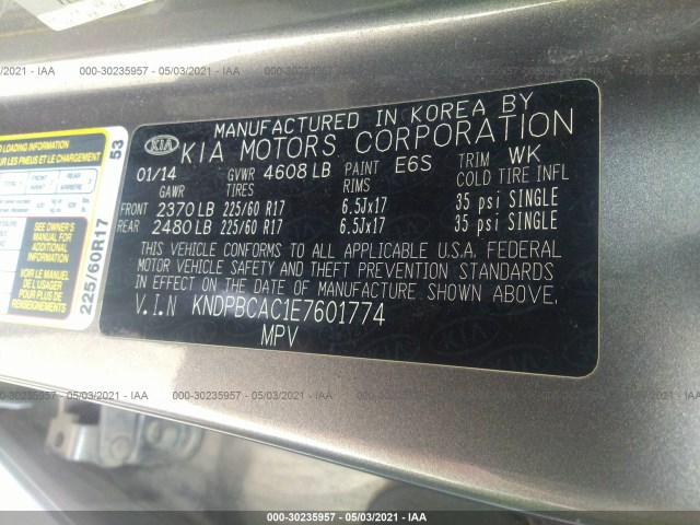 Photo 8 VIN: KNDPBCAC1E7601774 - KIA SPORTAGE 