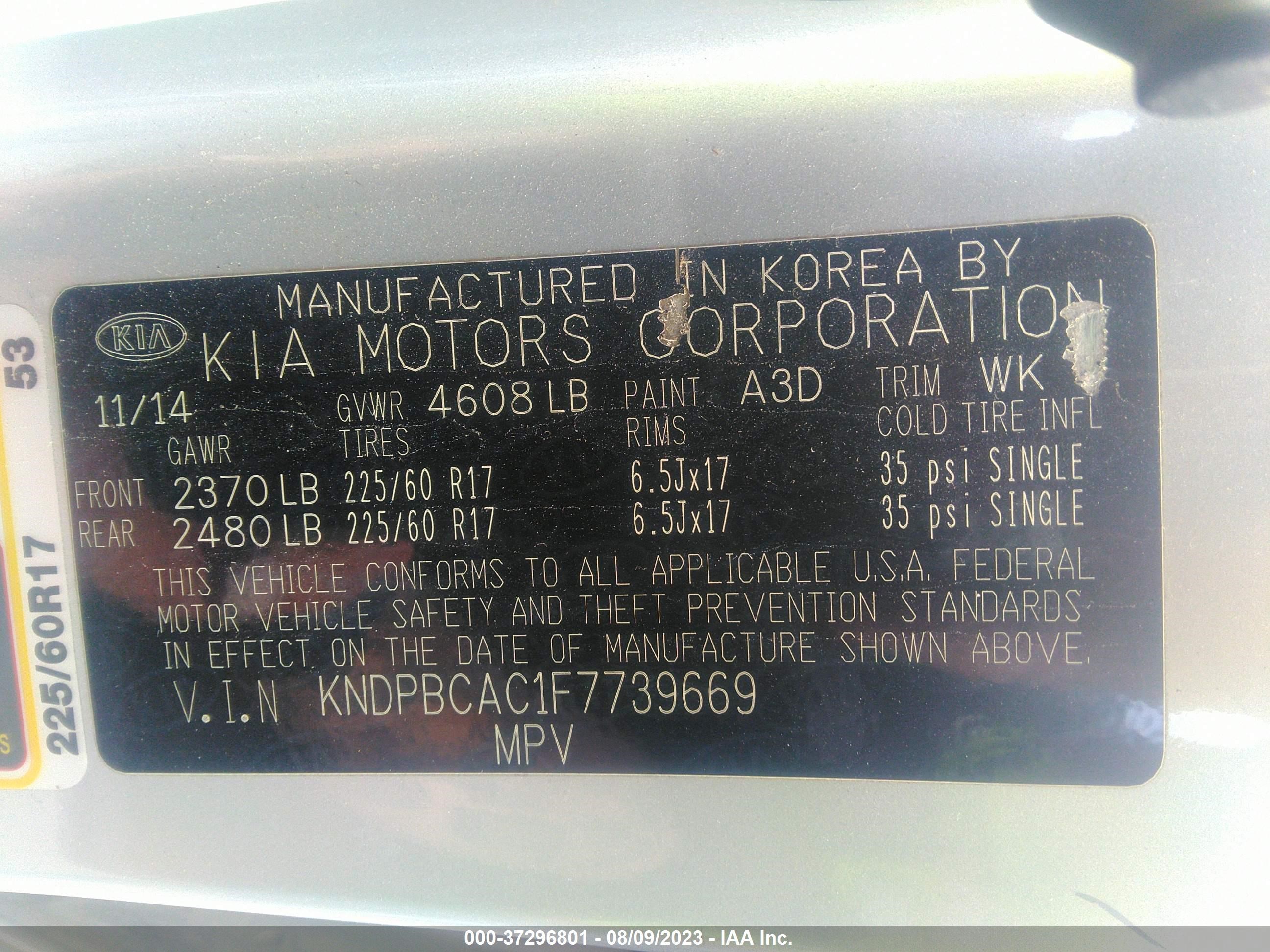 Photo 8 VIN: KNDPBCAC1F7739669 - KIA SPORTAGE 