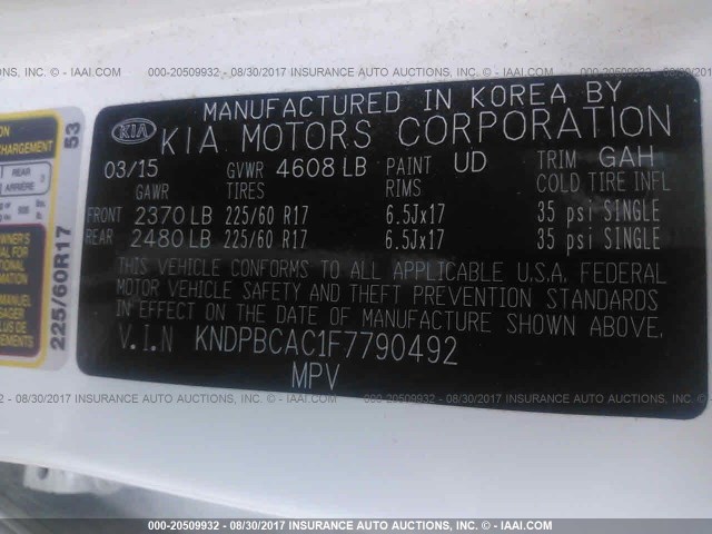 Photo 8 VIN: KNDPBCAC1F7790492 - KIA SPORTAGE 