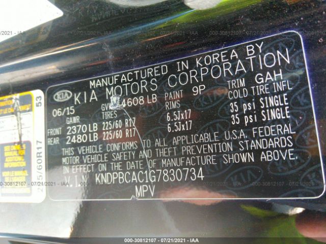 Photo 8 VIN: KNDPBCAC1G7830734 - KIA SPORTAGE 