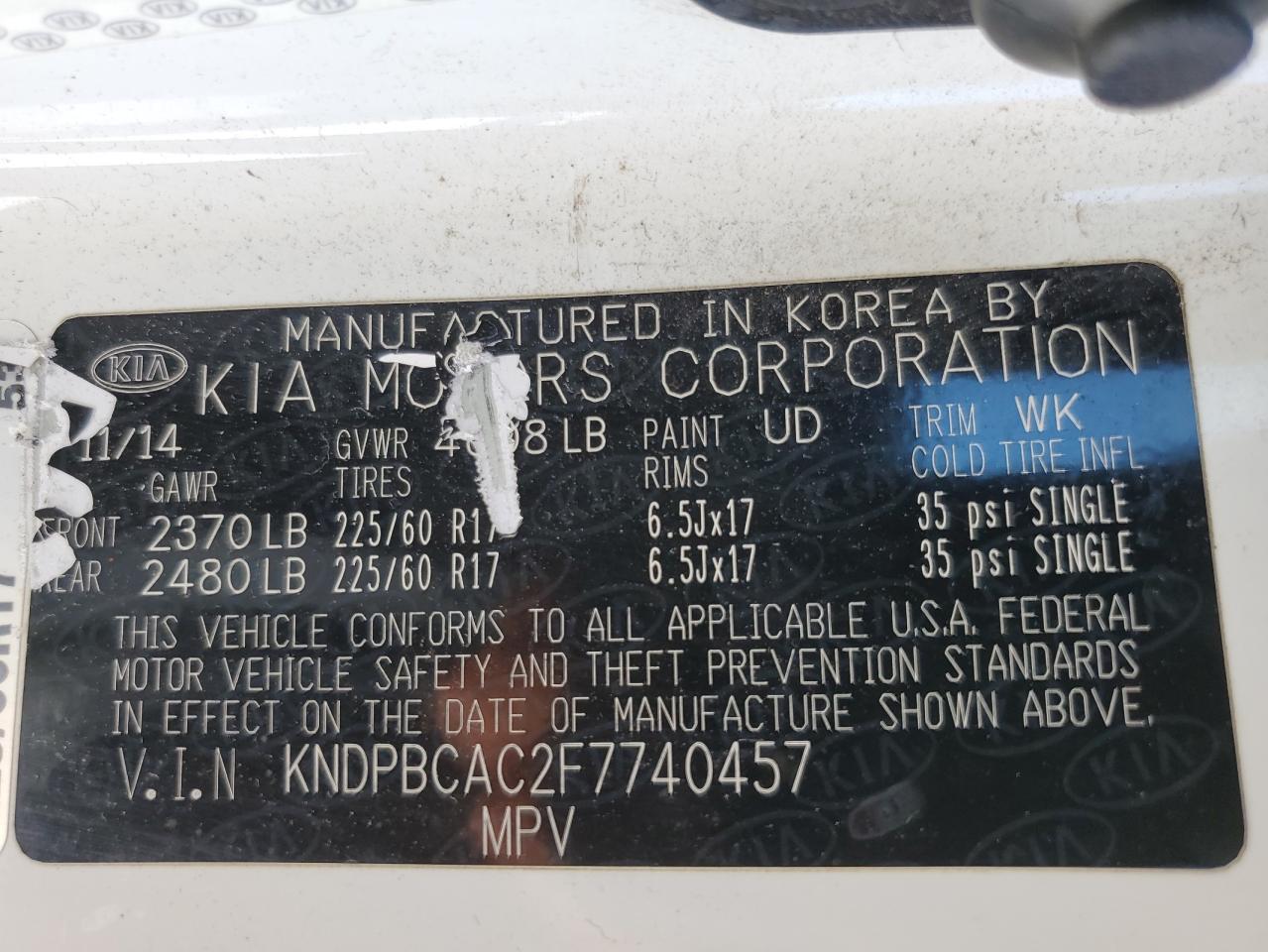 Photo 12 VIN: KNDPBCAC2F7740457 - KIA SPORTAGE 