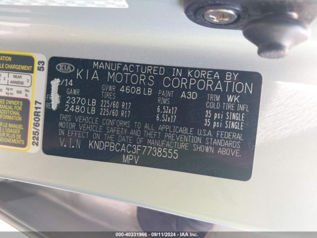 Photo 8 VIN: KNDPBCAC3F7738555 - KIA SPORTAGE 