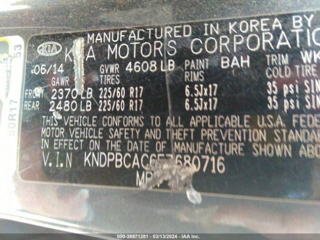 Photo 8 VIN: KNDPBCAC6F7680716 - KIA SPORTAGE 