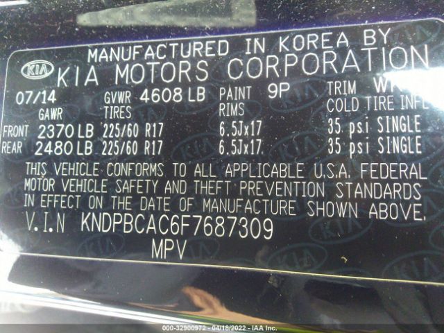 Photo 8 VIN: KNDPBCAC6F7687309 - KIA SPORTAGE 