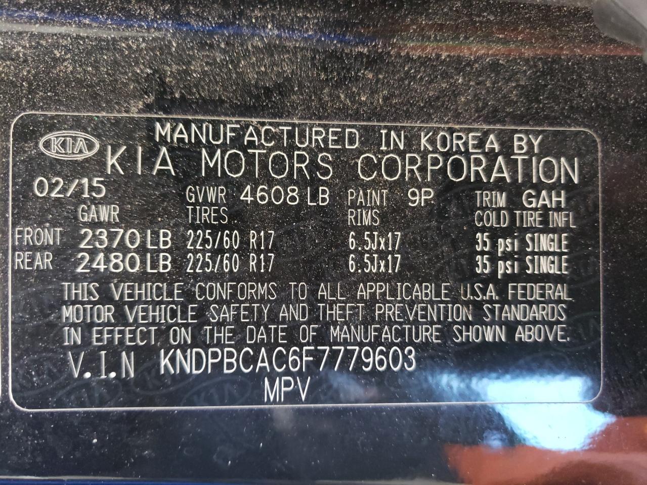 Photo 12 VIN: KNDPBCAC6F7779603 - KIA SPORTAGE 