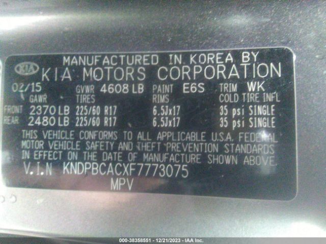 Photo 8 VIN: KNDPBCACXF7773075 - KIA SPORTAGE 