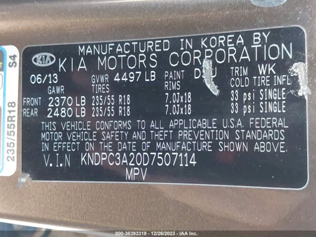 Photo 8 VIN: KNDPC3A20D7507114 - KIA SPORTAGE 