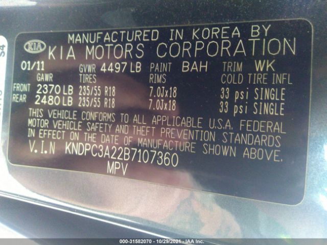 Photo 8 VIN: KNDPC3A22B7107360 - KIA SPORTAGE 