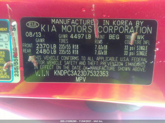 Photo 8 VIN: KNDPC3A23D7532363 - KIA SPORTAGE 