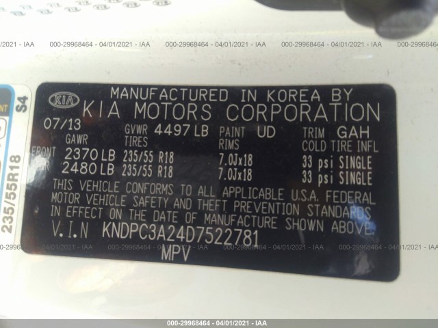 Photo 8 VIN: KNDPC3A24D7522781 - KIA SPORTAGE 