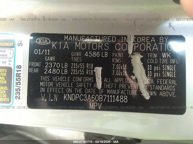 Photo 8 VIN: KNDPC3A60B7111488 - KIA SPORTAGE 