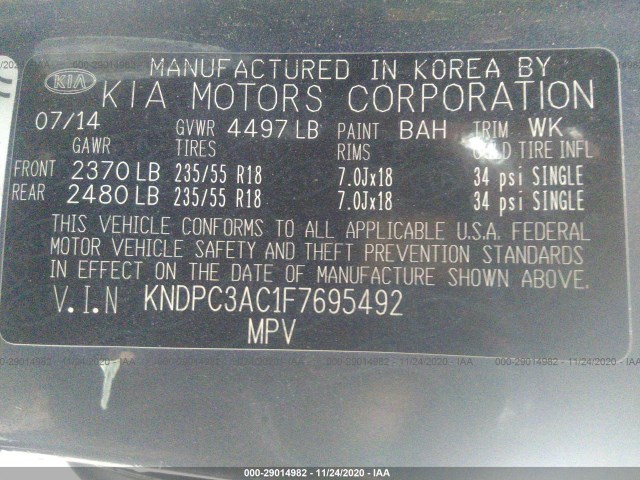 Photo 8 VIN: KNDPC3AC1F7695492 - KIA SPORTAGE 