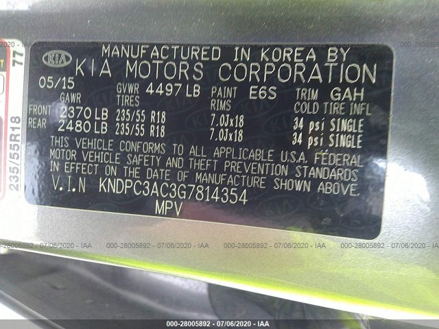 Photo 8 VIN: KNDPC3AC3G7814354 - KIA SPORTAGE 