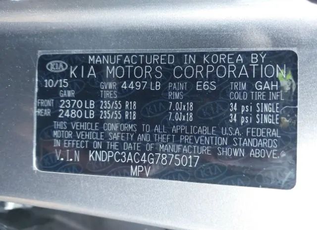 Photo 8 VIN: KNDPC3AC4G7875017 - KIA SPORTAGE 