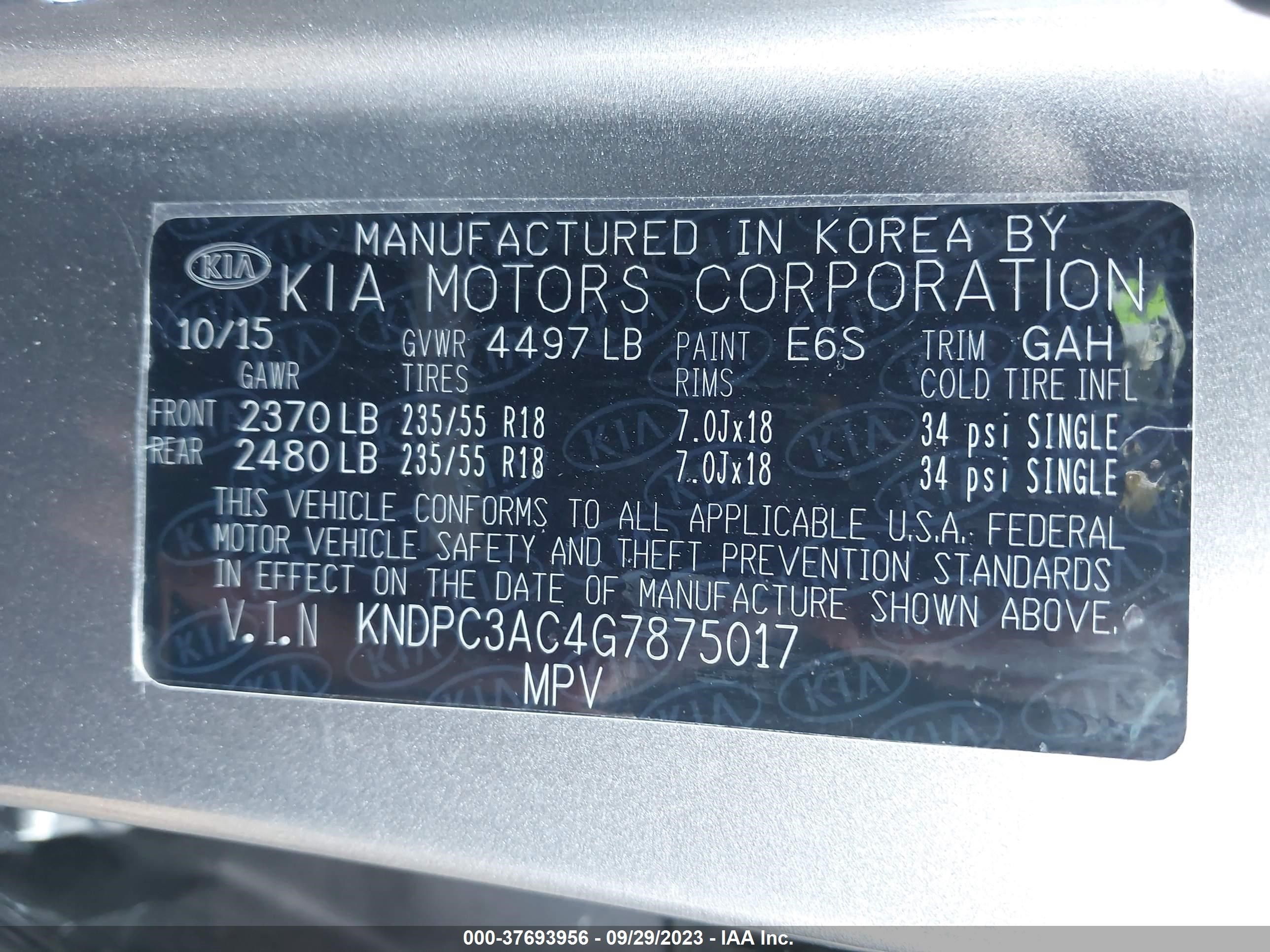 Photo 8 VIN: KNDPC3AC4G7875017 - KIA SPORTAGE 