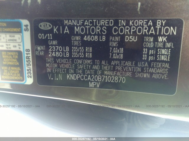 Photo 8 VIN: KNDPCCA20B7102870 - KIA SPORTAGE 