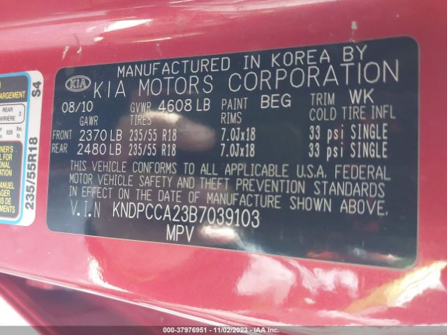 Photo 8 VIN: KNDPCCA23B7039103 - KIA SPORTAGE 