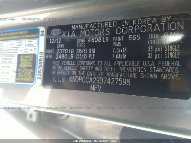 Photo 8 VIN: KNDPCCA29D7427598 - KIA SPORTAGE 