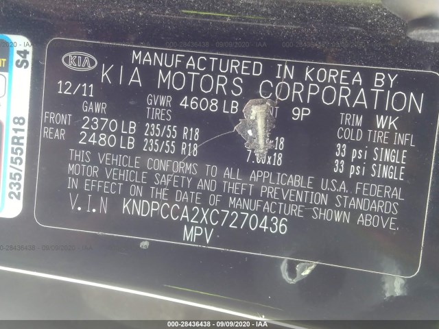 Photo 8 VIN: KNDPCCA2XC7270436 - KIA SPORTAGE 