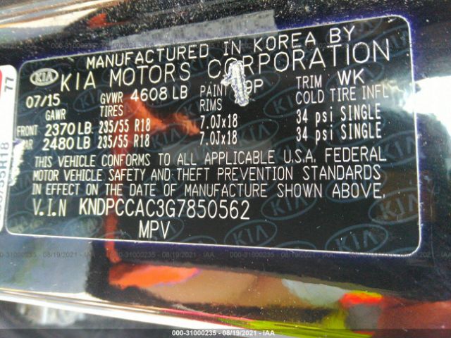 Photo 8 VIN: KNDPCCAC3G7850562 - KIA SPORTAGE 