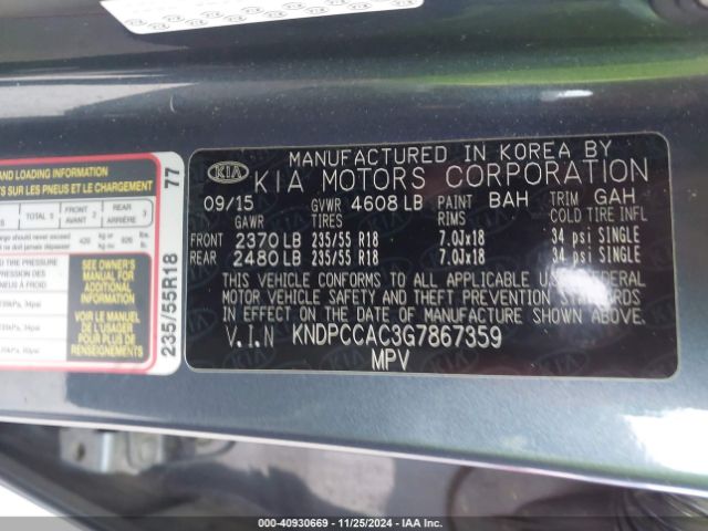 Photo 8 VIN: KNDPCCAC3G7867359 - KIA SPORTAGE 