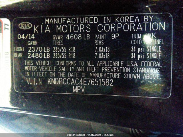 Photo 8 VIN: KNDPCCAC4E7651582 - KIA SPORTAGE 