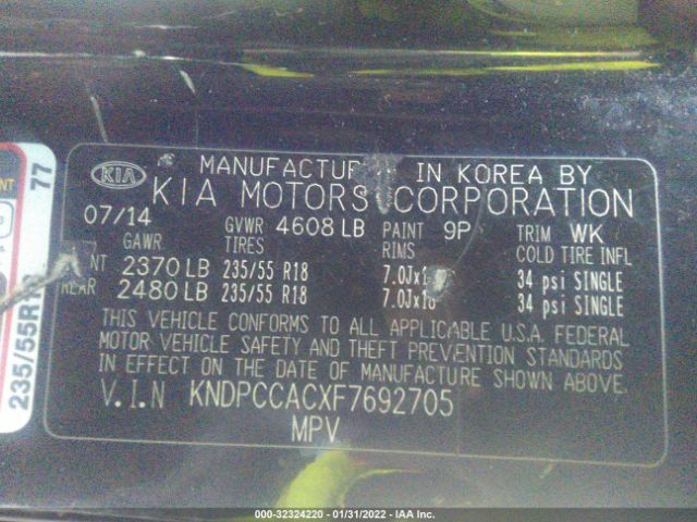 Photo 8 VIN: KNDPCCACXF7692705 - KIA SPORTAGE 