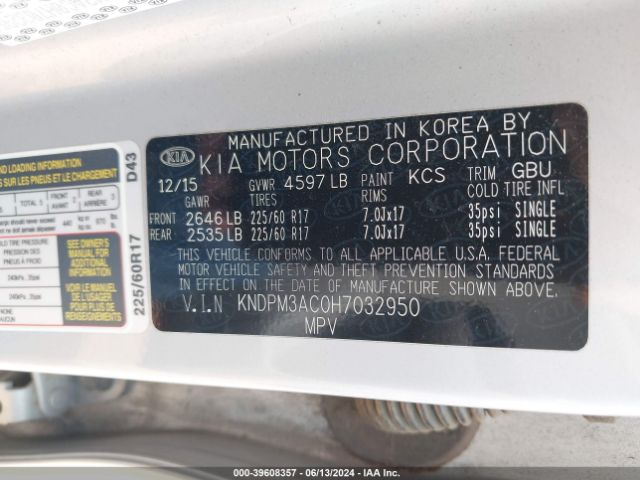 Photo 8 VIN: KNDPM3AC0H7032950 - KIA SPORTAGE 