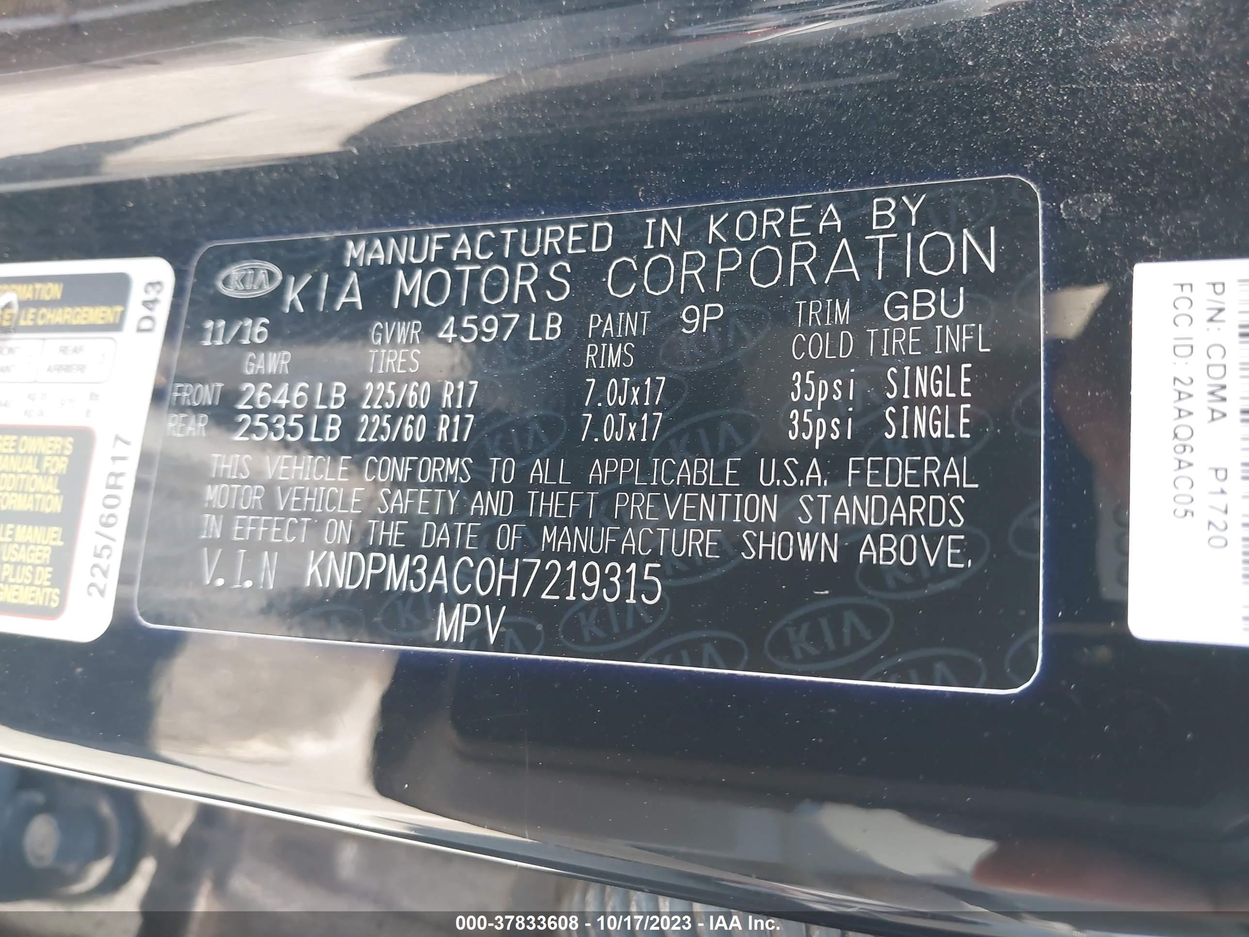 Photo 8 VIN: KNDPM3AC0H7219315 - KIA SPORTAGE 