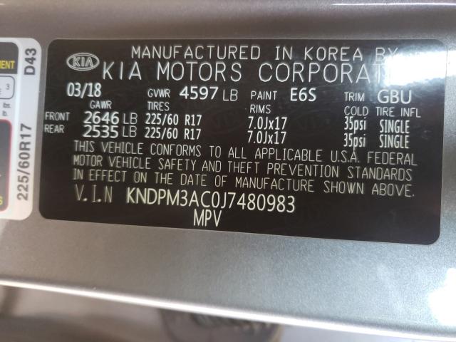 Photo 9 VIN: KNDPM3AC0J7480983 - KIA SPORTAGE 