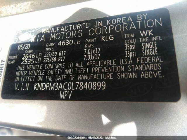 Photo 8 VIN: KNDPM3AC0L7840899 - KIA SPORTAGE 