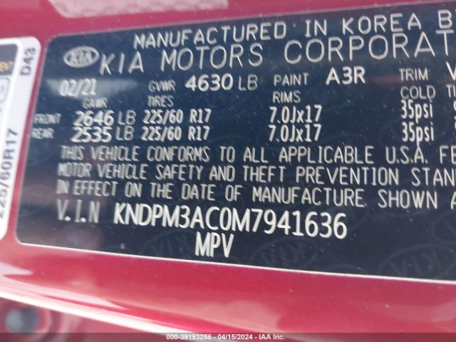 Photo 8 VIN: KNDPM3AC0M7941636 - KIA SPORTAGE 