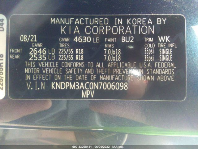 Photo 8 VIN: KNDPM3AC0N7006098 - KIA SPORTAGE 