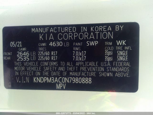 Photo 8 VIN: KNDPM3AC0N7980888 - KIA SPORTAGE 