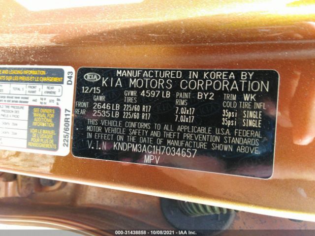 Photo 8 VIN: KNDPM3AC1H7034657 - KIA SPORTAGE 